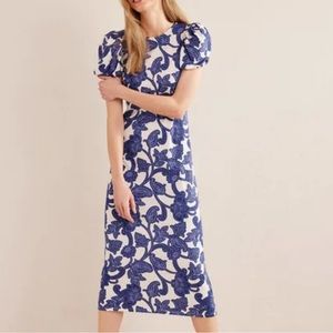 NWT Boden Puff Sleeve Jersey Midi Dress